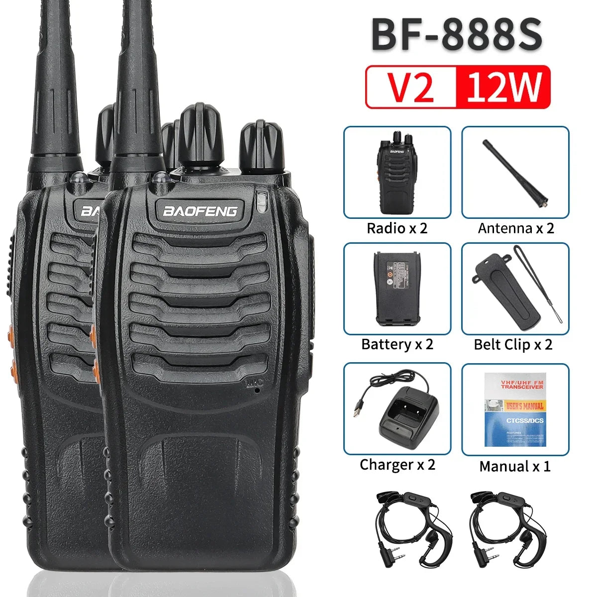 Walkie Talkie UHF 400-470MHz Long Range Two-Way Amateur Radio Transceiver