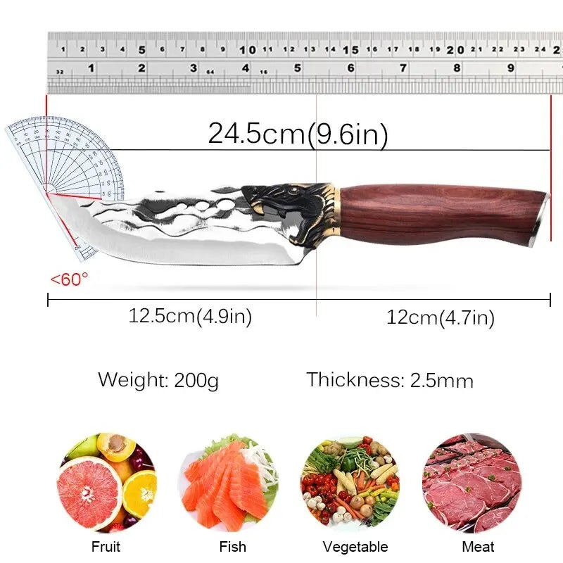 Couteau de cuisine fait main, couteau de boucher en acier inoxydable