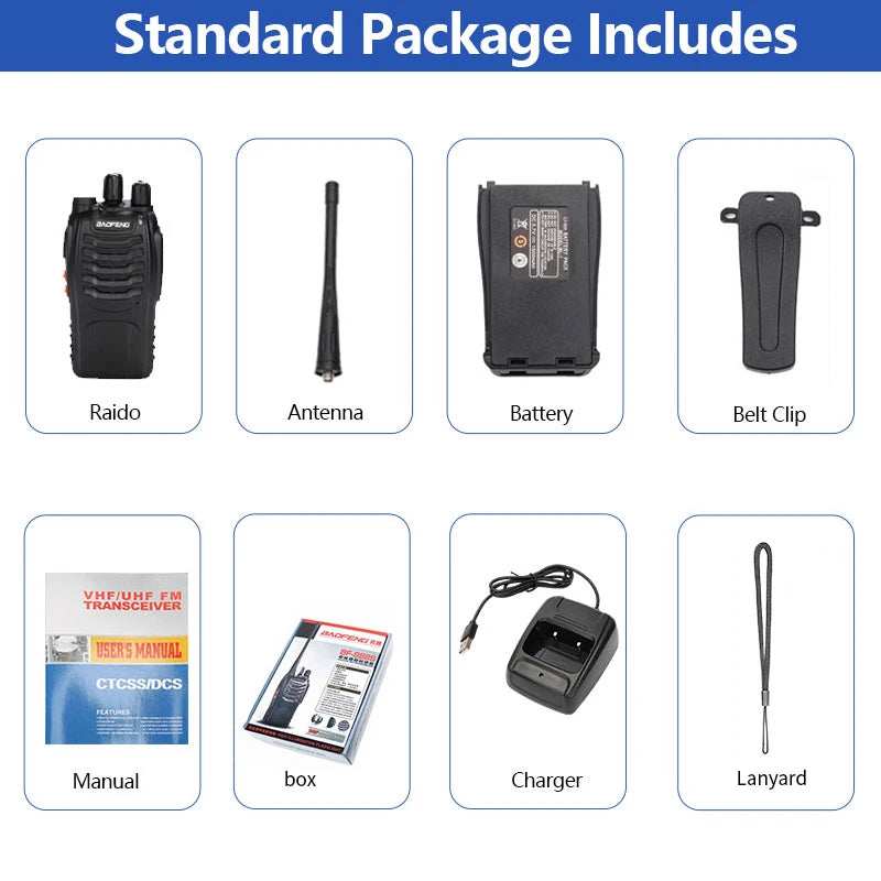 Walkie Talkie UHF 400-470MHz Long Range Two-Way Amateur Radio Transceiver