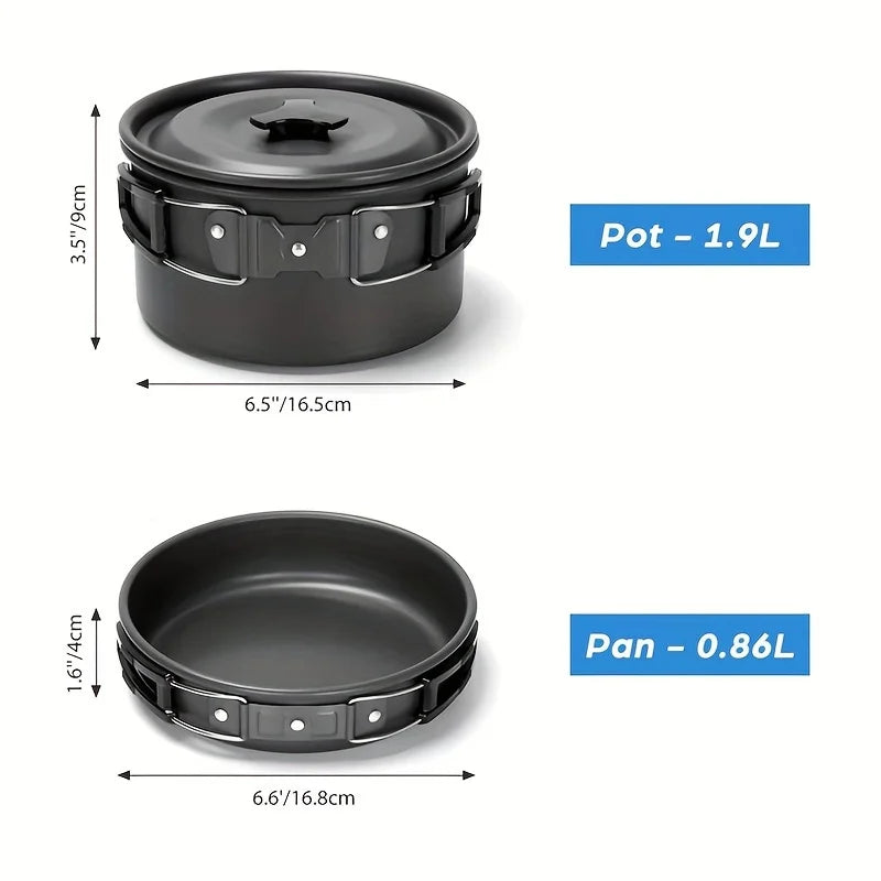 Ensemble de casseroles et poêles de camping pour 2 à 3 personnes