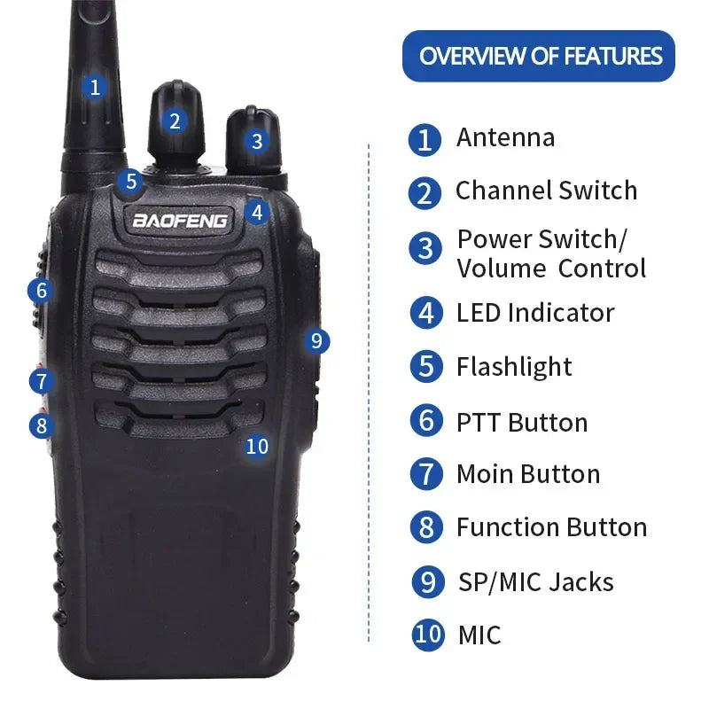 Walkie Talkie UHF 400-470MHz Long Range Two-Way Amateur Radio Transceiver