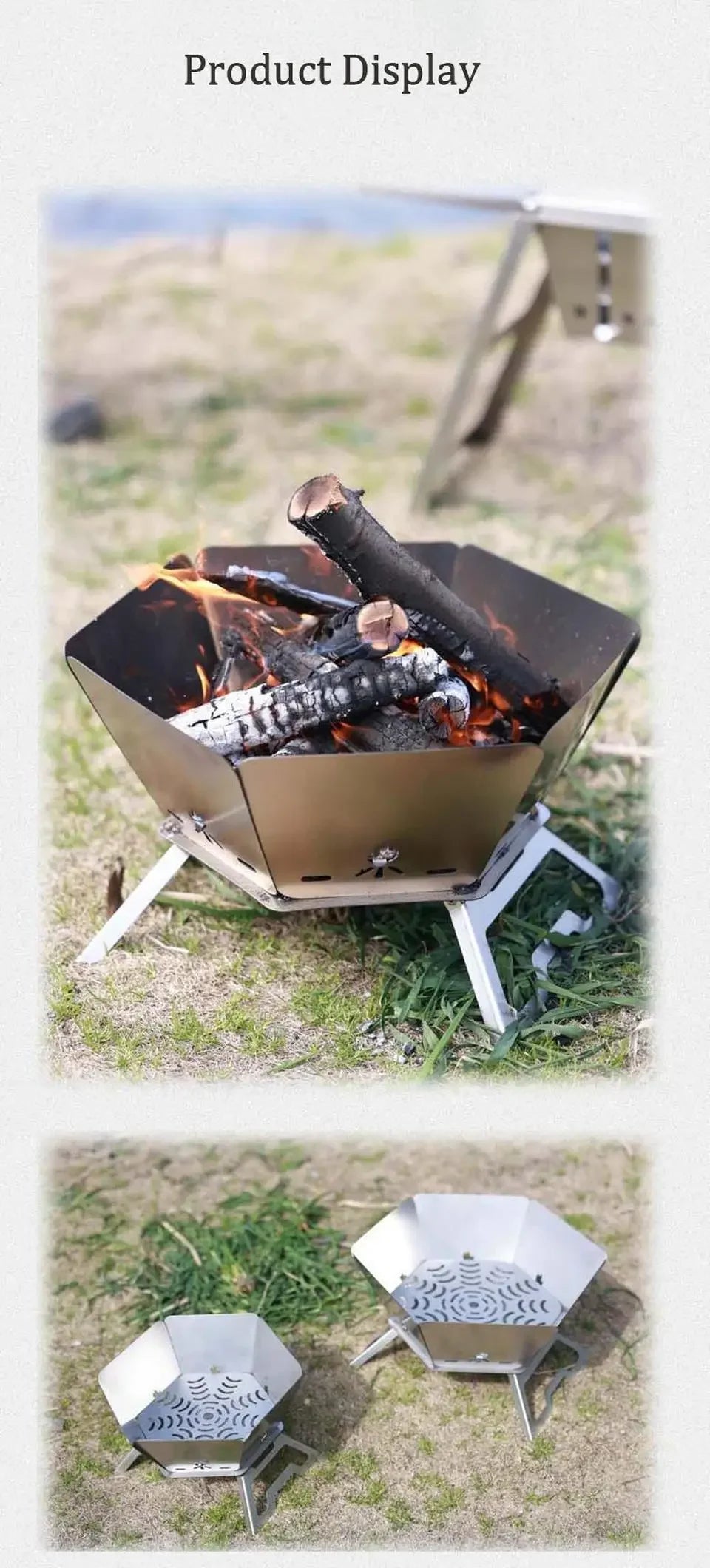 Brasero de camping pliable pour feu de camp