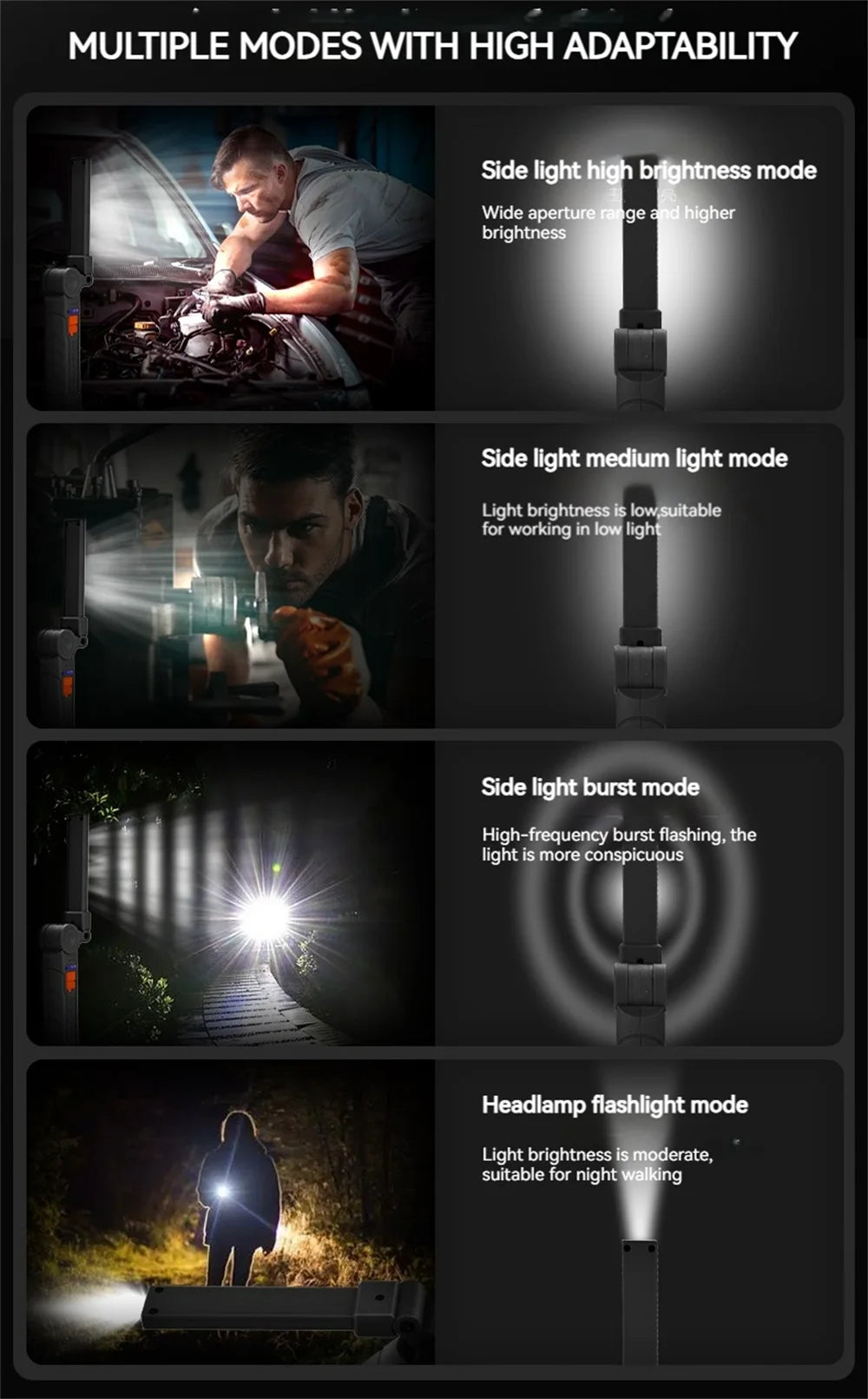 Lampe de poche LED portable magnétique rechargeable