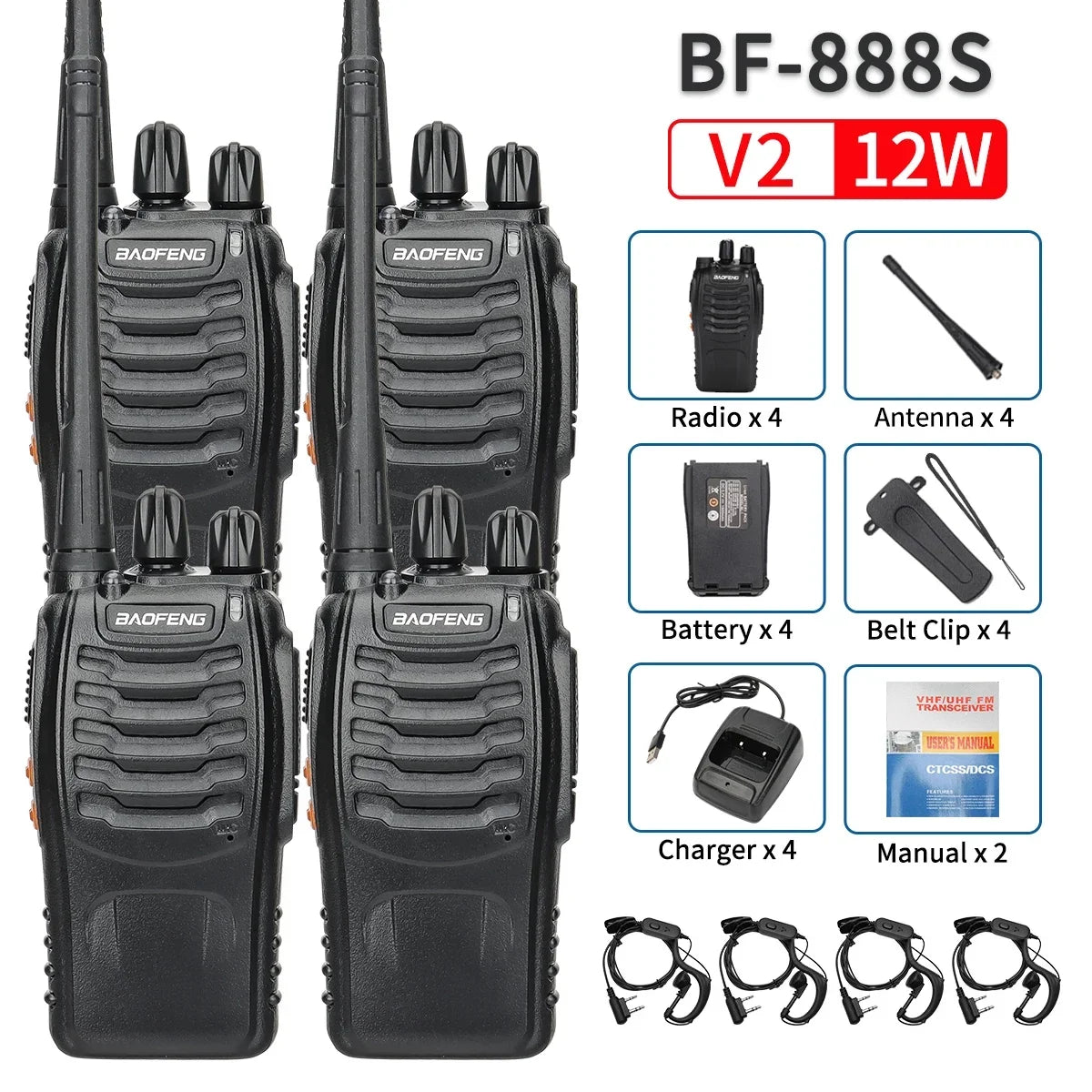 Walkie Talkie UHF 400-470MHz Long Range Two-Way Amateur Radio Transceiver