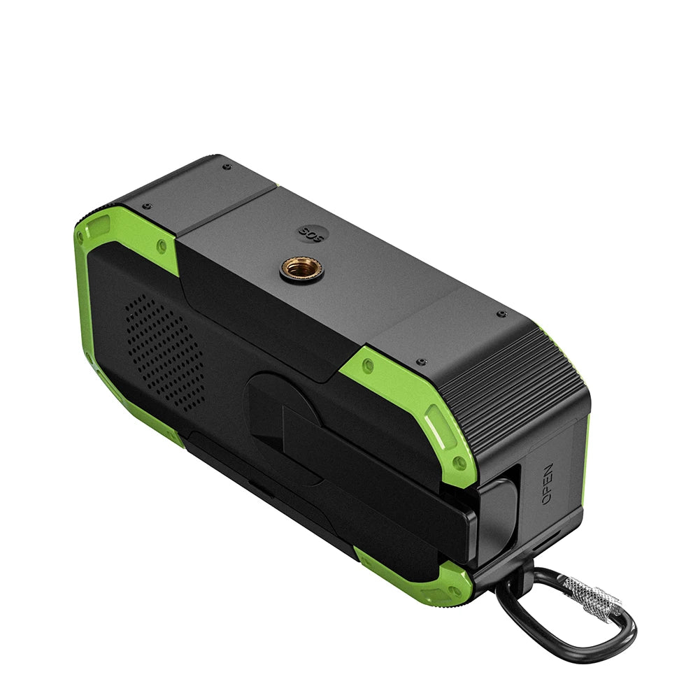 Radio d'urgence à manivelle à énergie solaire AM/FM Radio d'extérieur étanche IPX5 Lampe de poche LED Chargeur de banque d'alimentation 5000 mAh