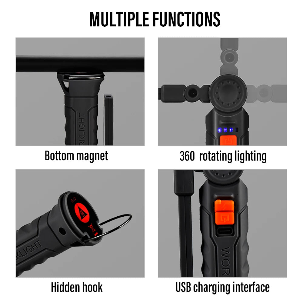 Lampe de poche LED portable magnétique rechargeable