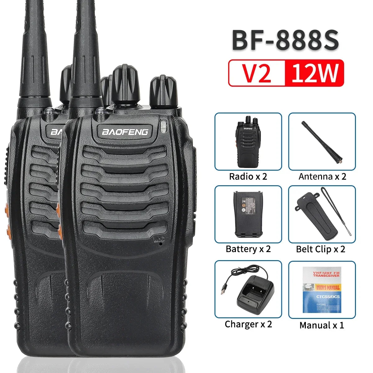 Walkie Talkie UHF 400-470MHz Long Range Two-Way Amateur Radio Transceiver