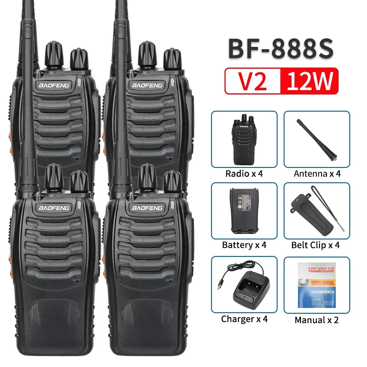 Walkie Talkie UHF 400-470MHz Long Range Two-Way Amateur Radio Transceiver